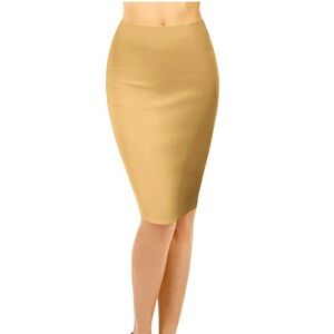 Thanth Women's Elastic Waist Band Stretchy Midi Pencil Skirt XS